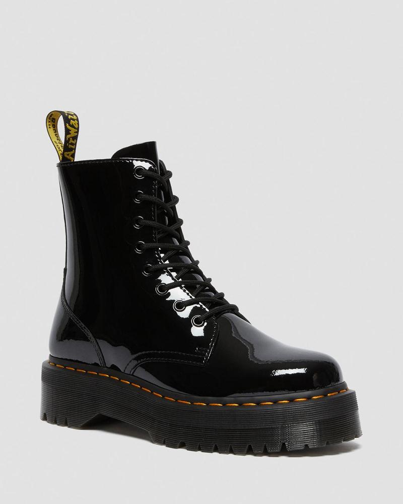 Black Men\'s Dr Martens Jadon Patent Leather Platform Boots | CA 556EBC